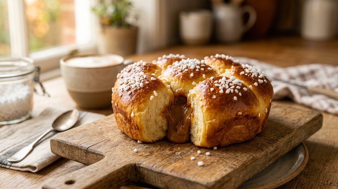 Brioche roulée au yaourt et confiture de lait