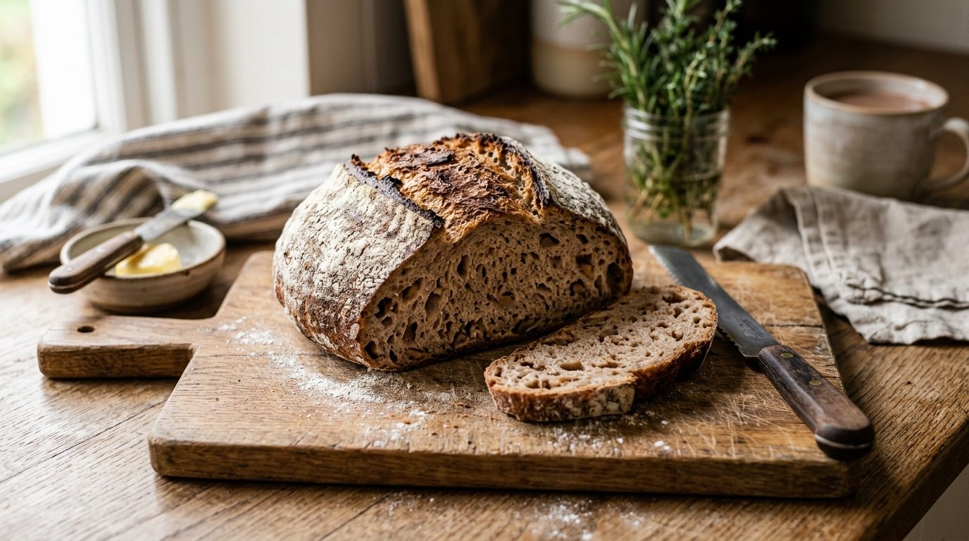 Pain à la farine de châtaigne et au levain maison