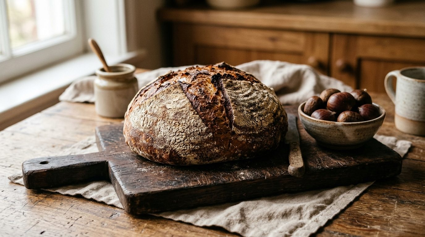 Pain à la farine de châtaigne au levain maison