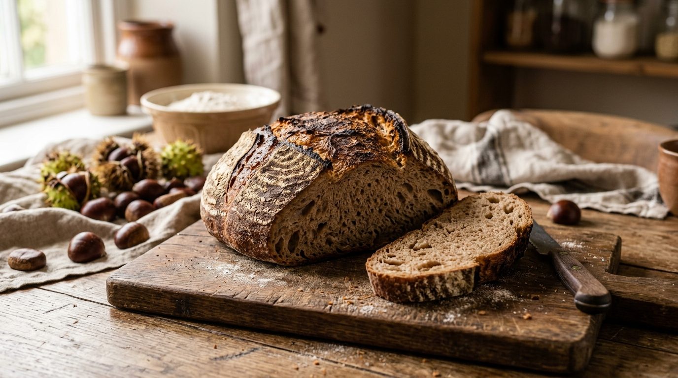 Pain à la farine de châtaigne et au levain maison