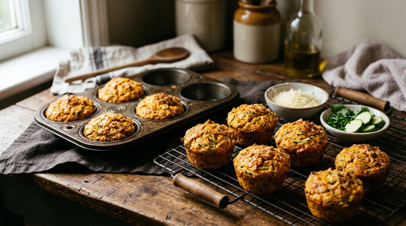 Muffins aux courgettes, parmesan et épices tandoori
