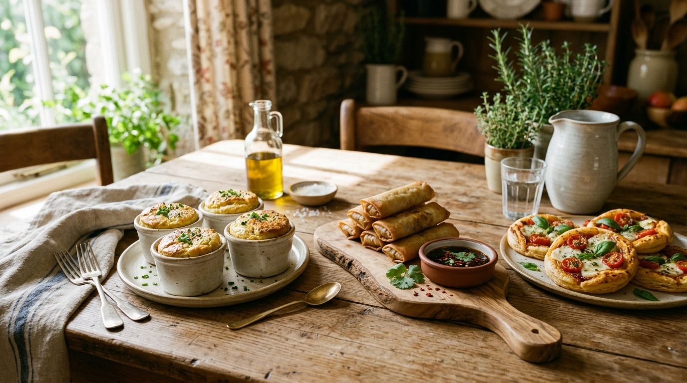Nos meilleures idées d&rsquo;entrées faciles : soufflés, nems croustillants, mini-pizzas et foie gras maison