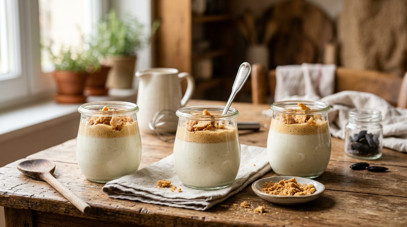 Panna cotta à la fève de tonka et son espuma aux carambars