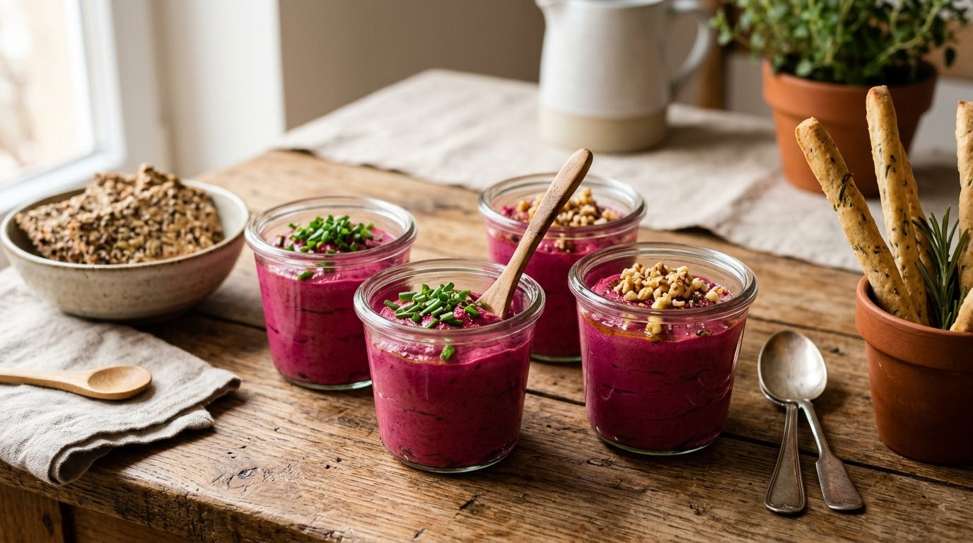 Mousse de betterave à la ricotta express : l&rsquo;apéritif frais et coloré