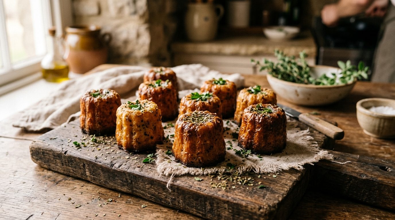 Mini-cannelés salés au Carré Frais et origan