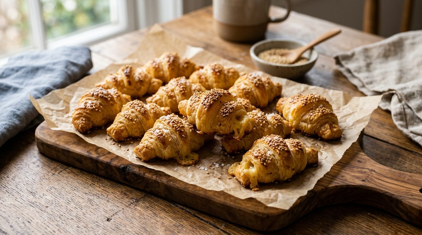 Petits croissants feuilletés au gruyère pour l&rsquo;apéritif