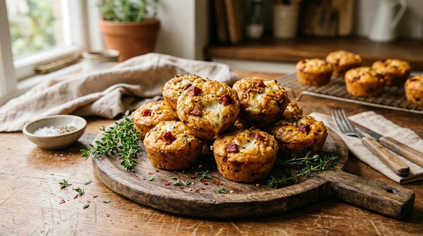 Petits cakes moelleux au chorizo et chèvre pour l’apéritif