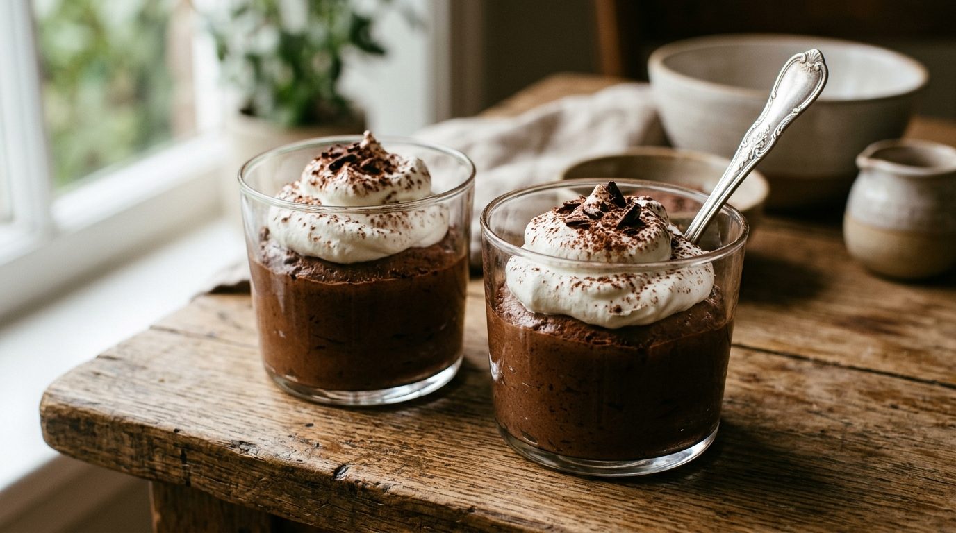 Verrines façon chocolat viennois : mousse intense et chantilly maison