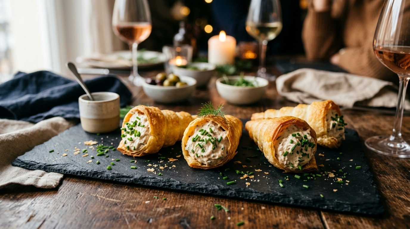 Cornets croustillants aux rillettes de thon pour l&rsquo;apéritif