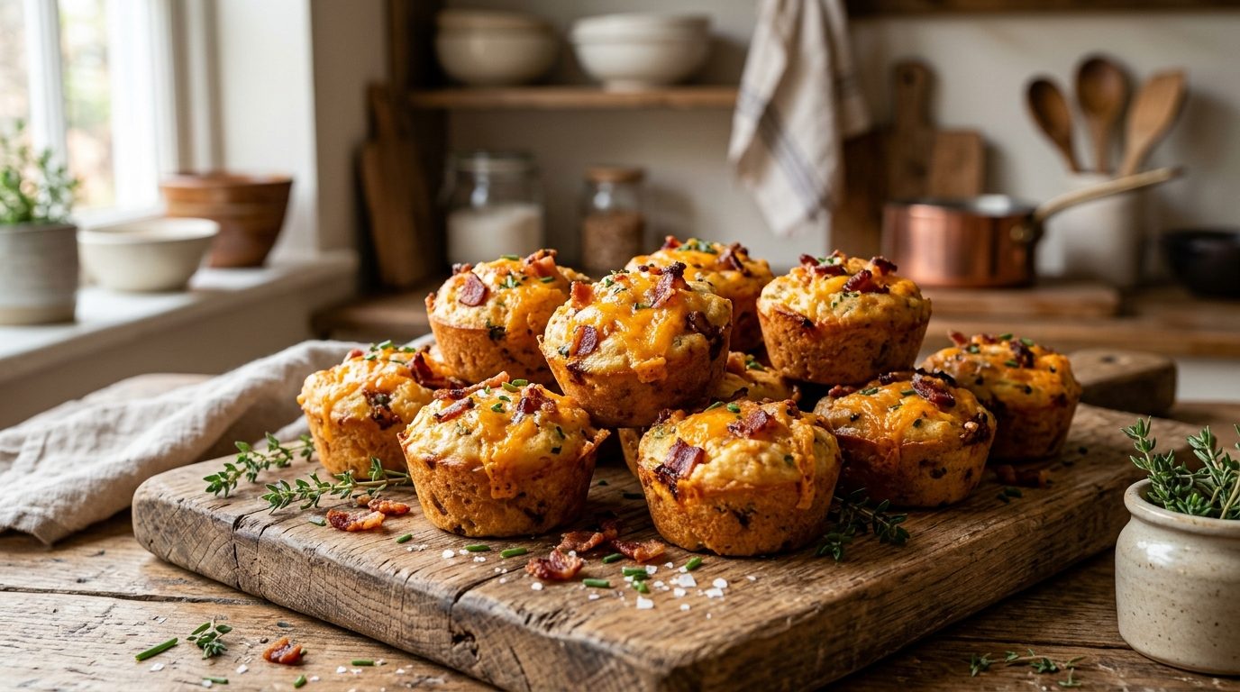 Mini-Cakes à la Mimolette et aux Lardons : la bouchée apéritive facile