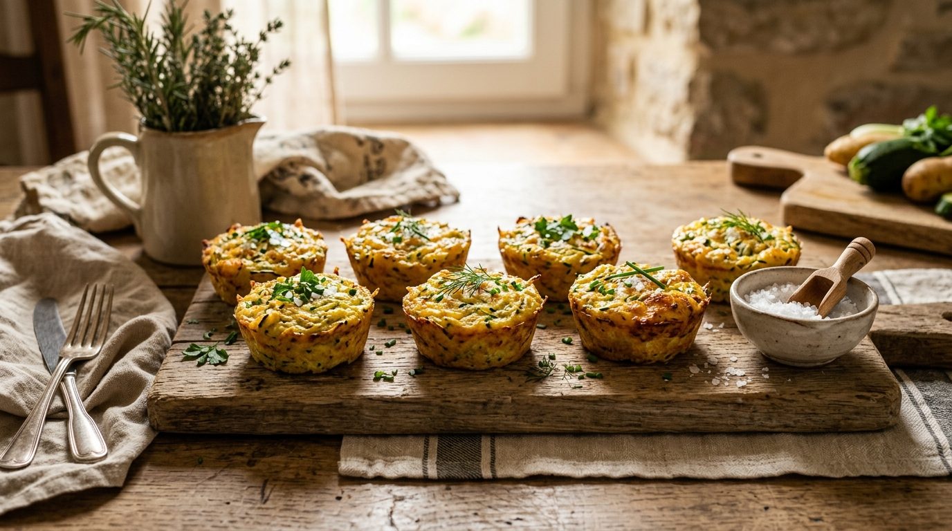 Mini-flans fondants à la courgette et au Boursin