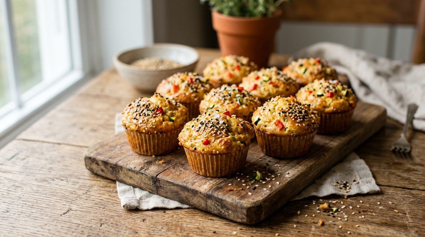 Mini-Muffins Moelleux aux Légumes et Sésame pour l&rsquo;Apéritif
