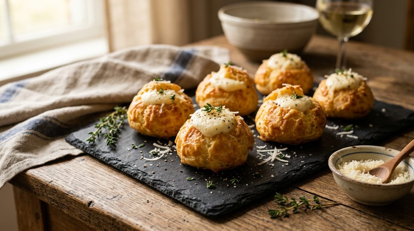Petits choux croustillants et espuma légère au parmesan