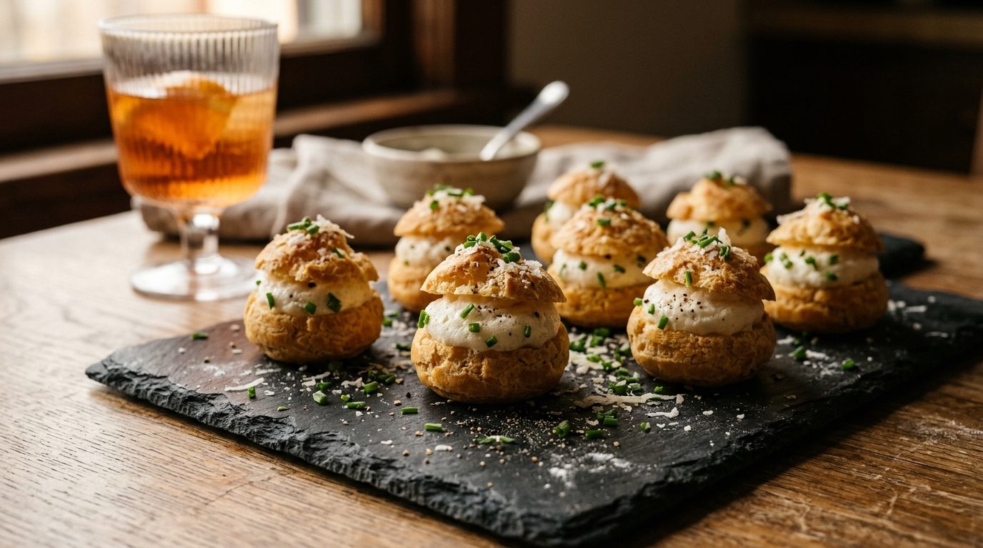 Petits choux croustillants et leur espuma aérien au parmesan