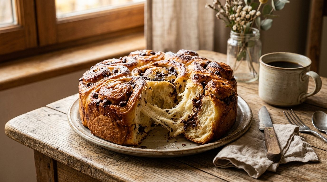 Brioche aux pépites de chocolat à la mie filante façon chinois