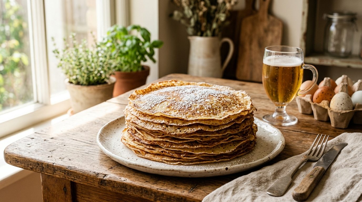 Crêpes ultra légères à la bière : le secret d&rsquo;une pâte fine et moelleuse