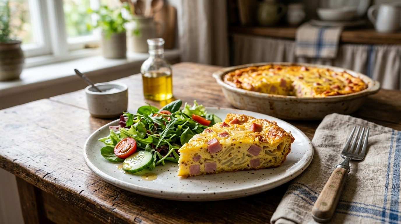 Quiche sans pâte jambon, moutarde et oignons : le dîner express et savoureux