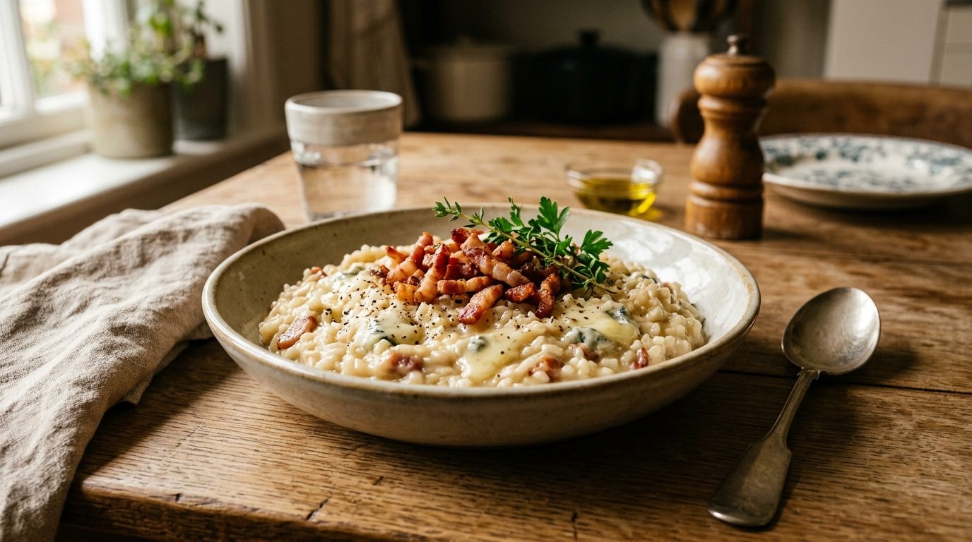 Risotto aux Lardons et Gorgonzola au Four : La Recette Inratable