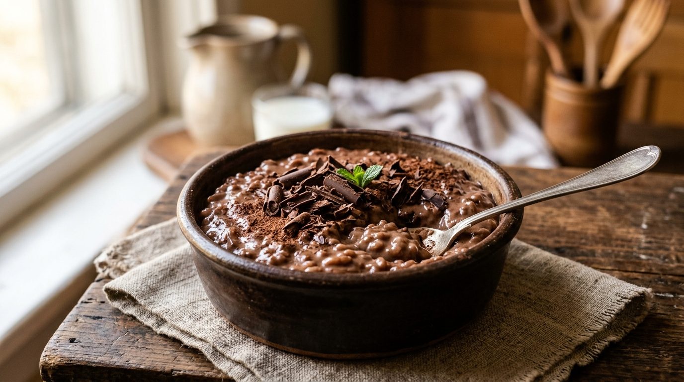Riz au lait au chocolat maison, ultra crémeux et réconfortant