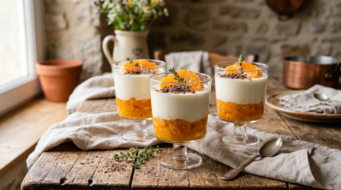 Verrines de panna cotta à la vanille et compotée de clémentines fraîches