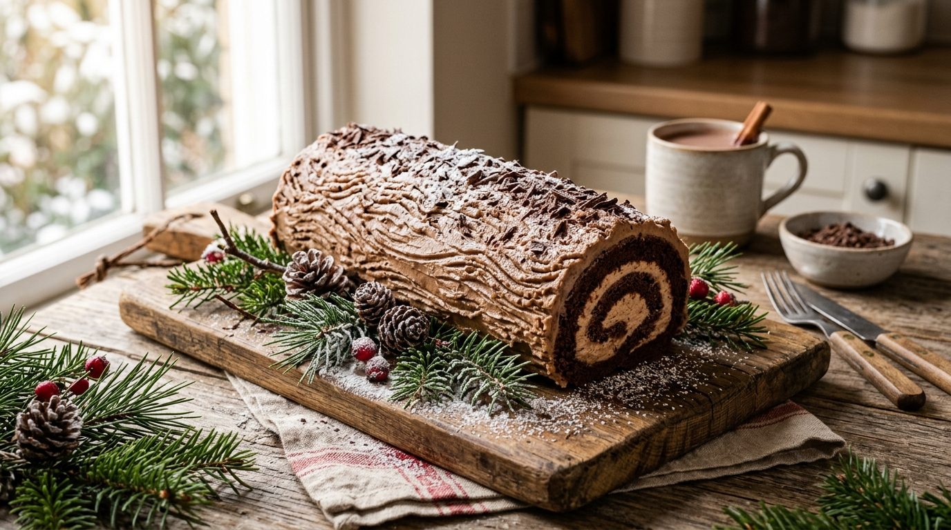 Bûche roulée à la crème de marrons fondante et facile