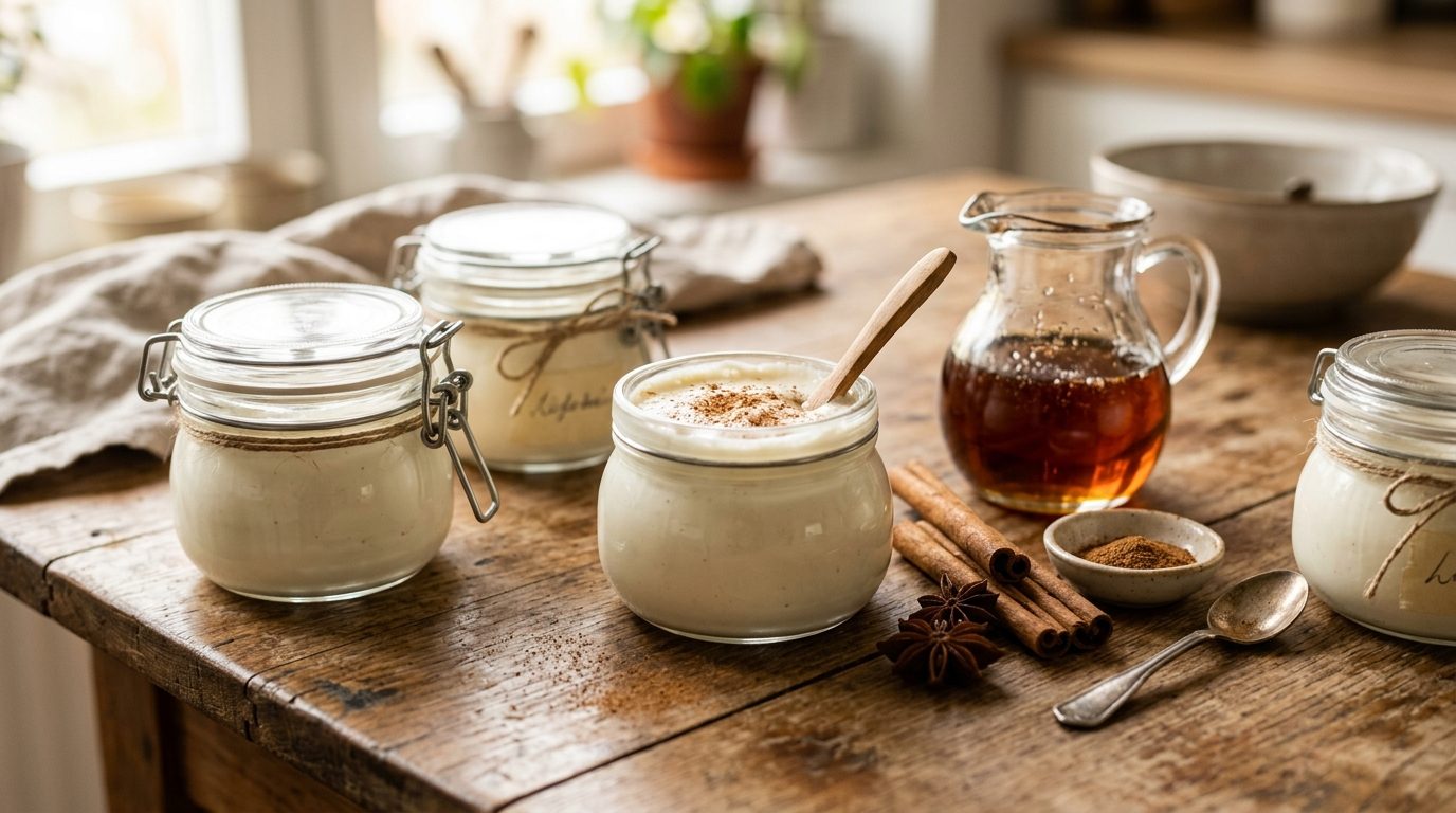 Yaourts maison au sirop de pain d&rsquo;épices : la douceur réconfortante
