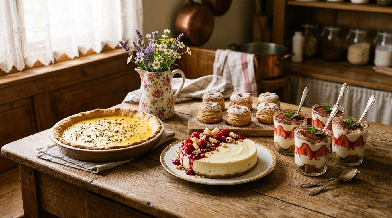 Carnet de douceurs pâtissières : tarte citron-tonka, tiramisu fraises, pain d&rsquo;épices et cheesecake