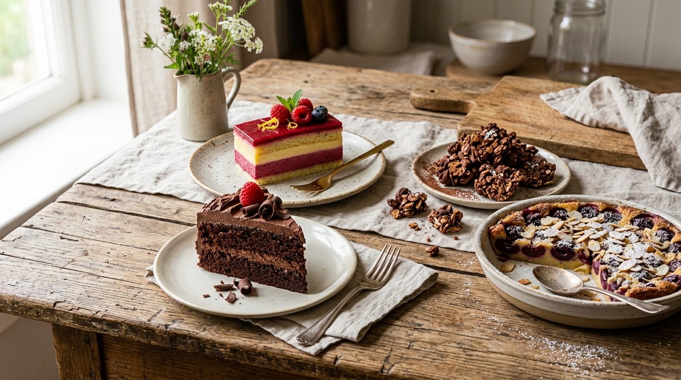 Cinq douceurs sucrées entre chocolat réconfortant et fraîcheur fruitée
