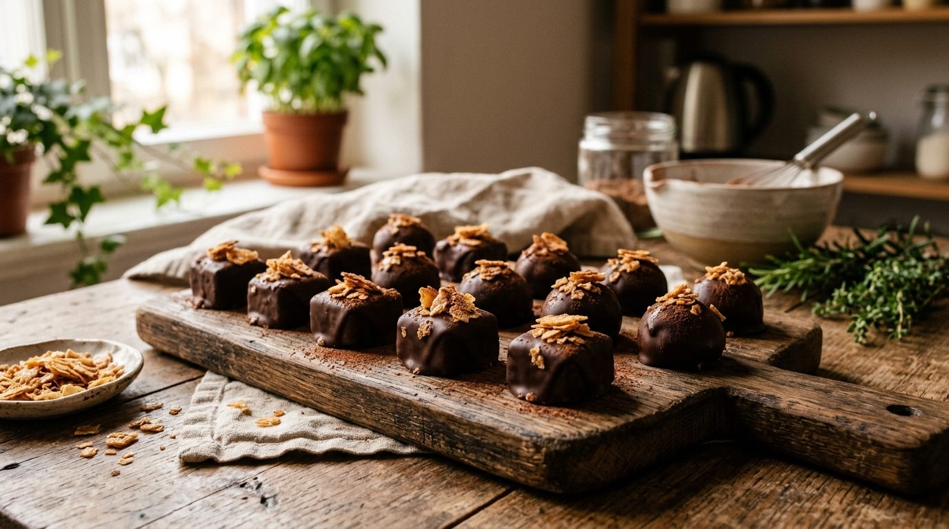 Bouchées croustillantes au chocolat et pralinoise façon roses des sables