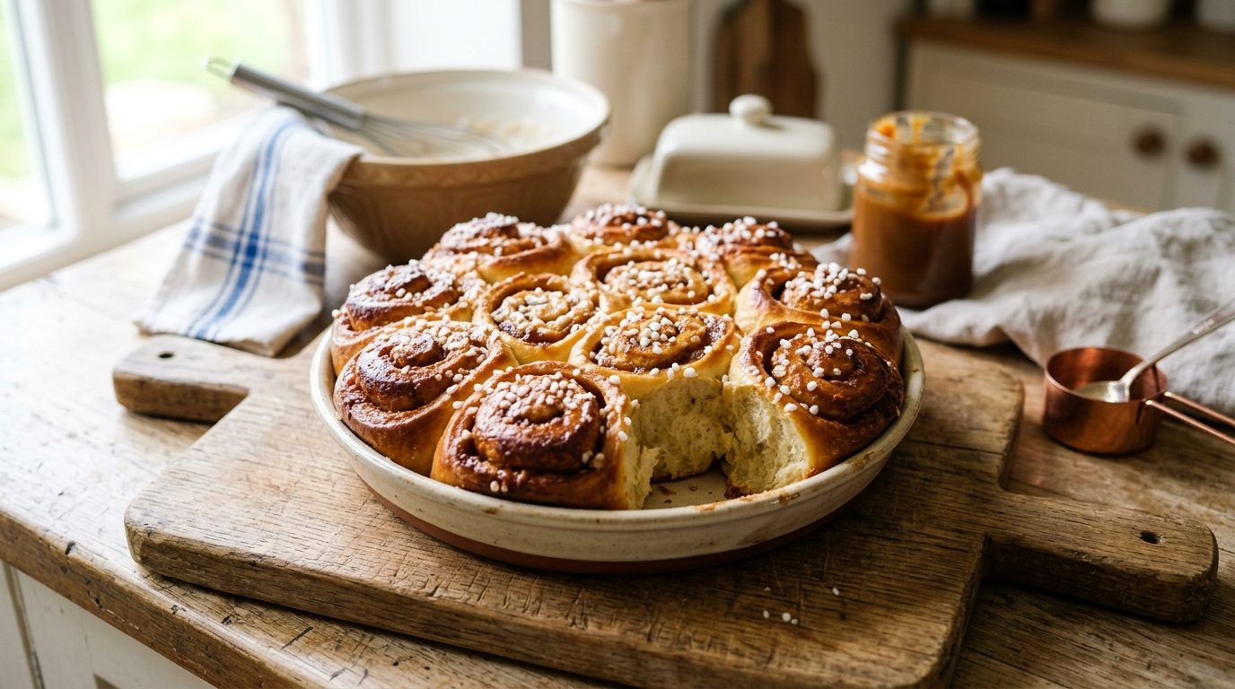 Brioche roulée à la confiture de lait maison