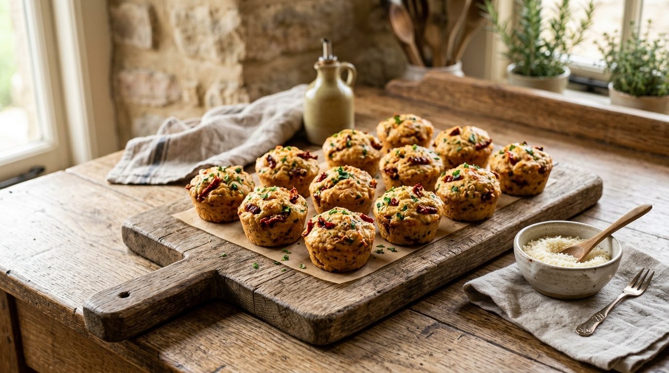 Muffins salés aux tomates séchées, parmesan et persil