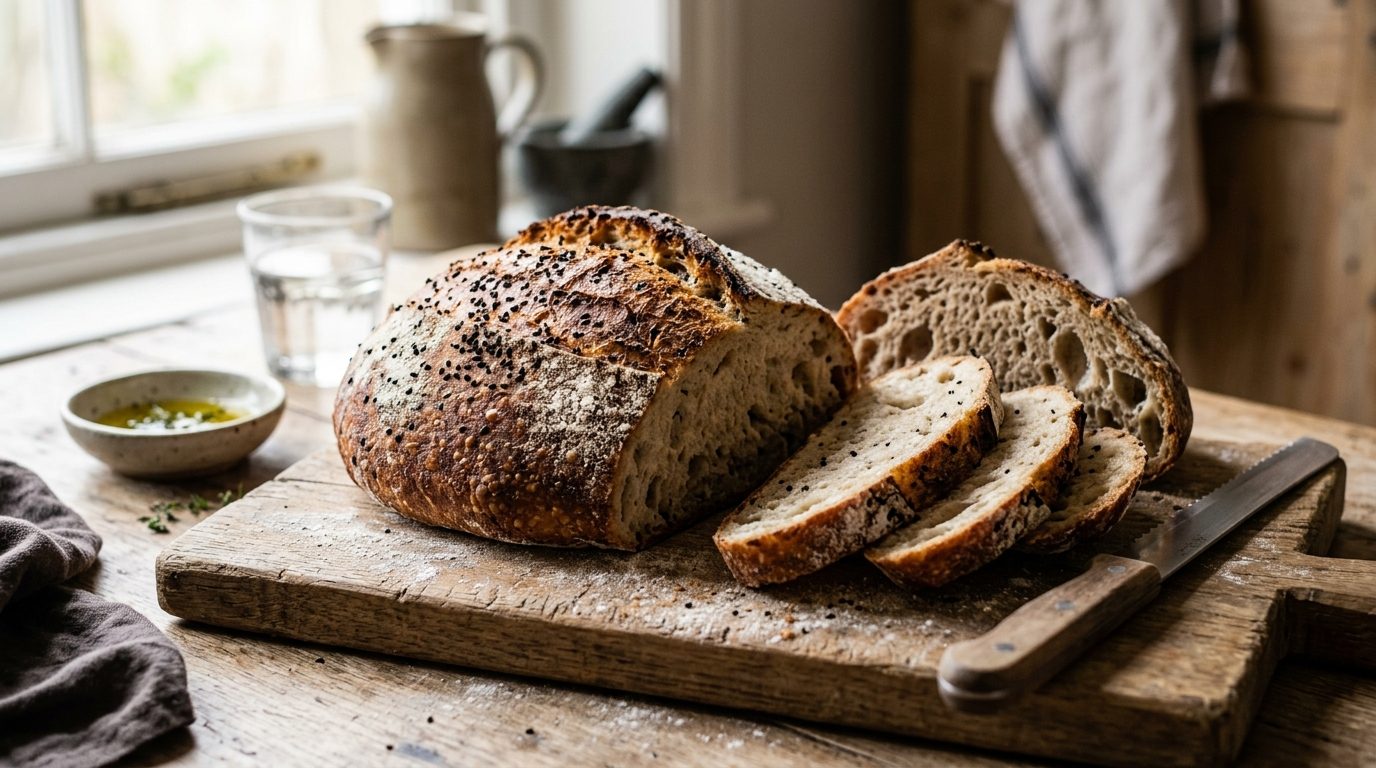 Pain maison aux graines de nigelle
