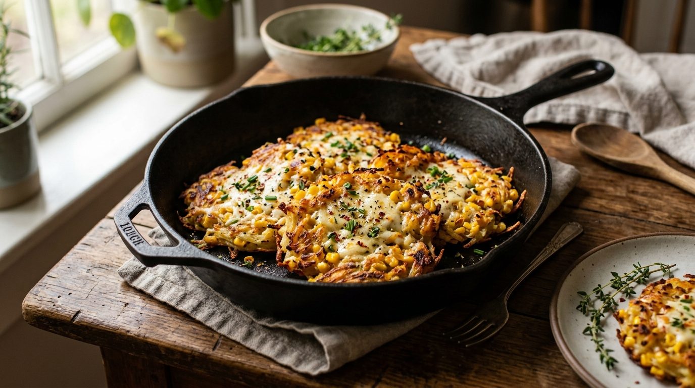 Röstis de pommes de terre au maïs et mozzarella fondante
