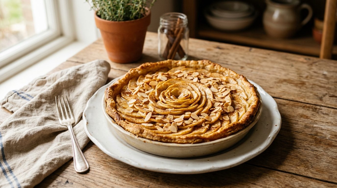 Tarte normande aux pommes fondantes et amandes