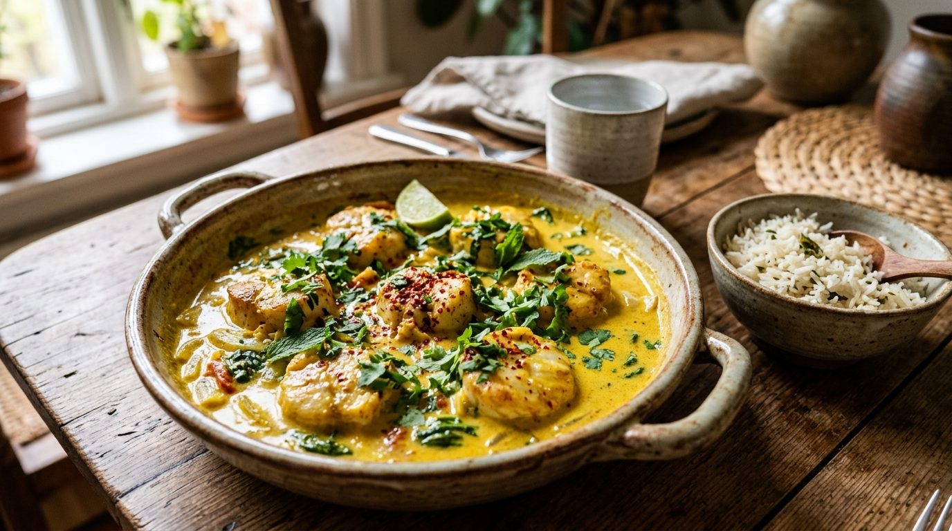 Lotte au curry crémeuse et parfumée