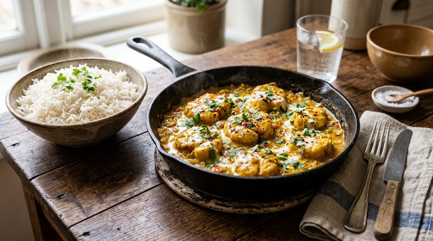 Lotte au curry douce et crémeuse facile
