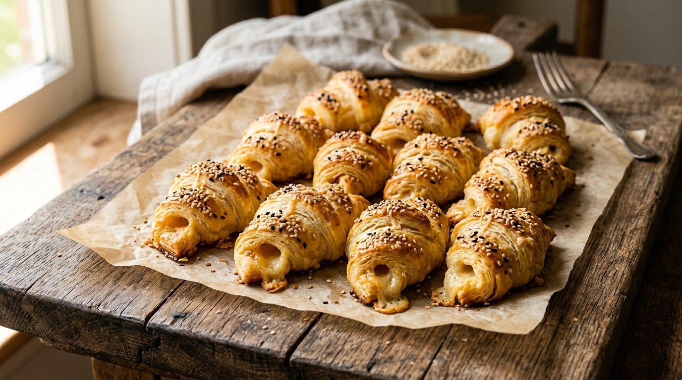 Mini-croissants apéritifs au gruyère et graines de sésame