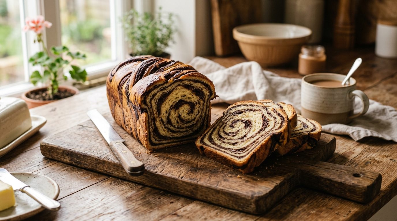 Brioche marbrée au chocolat et à la vanille