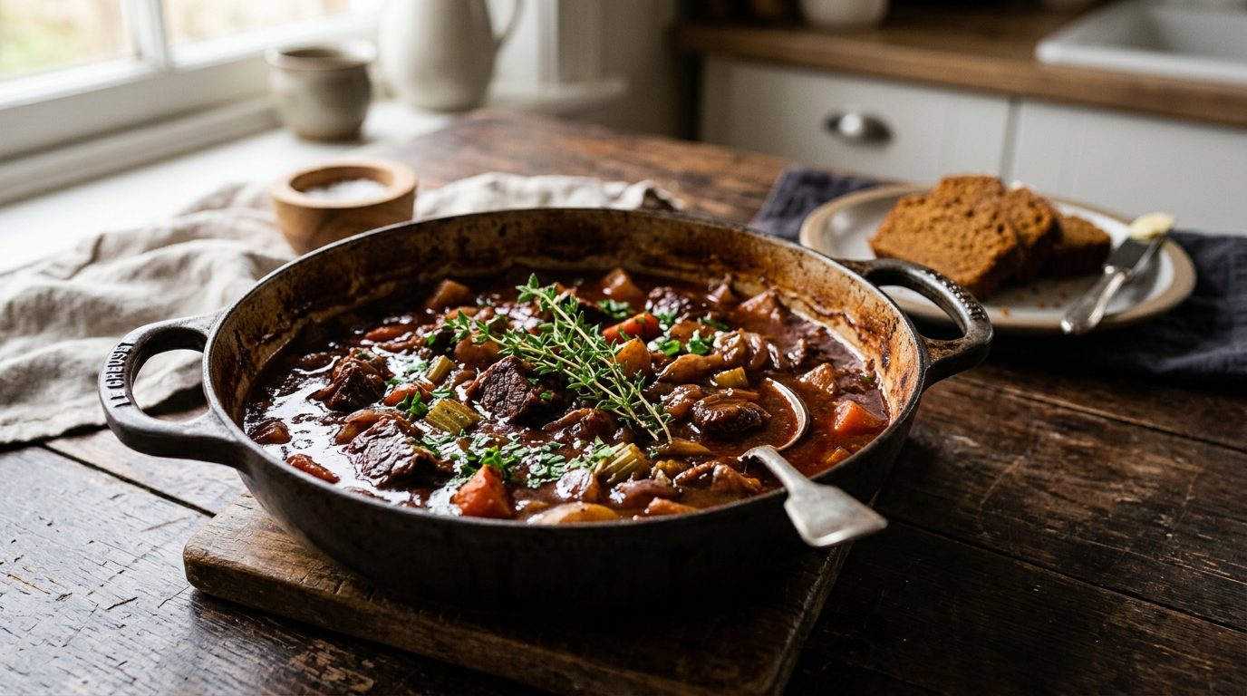 Bœuf bourguignon façon carbonnade : l&rsquo;alliance réconfortante