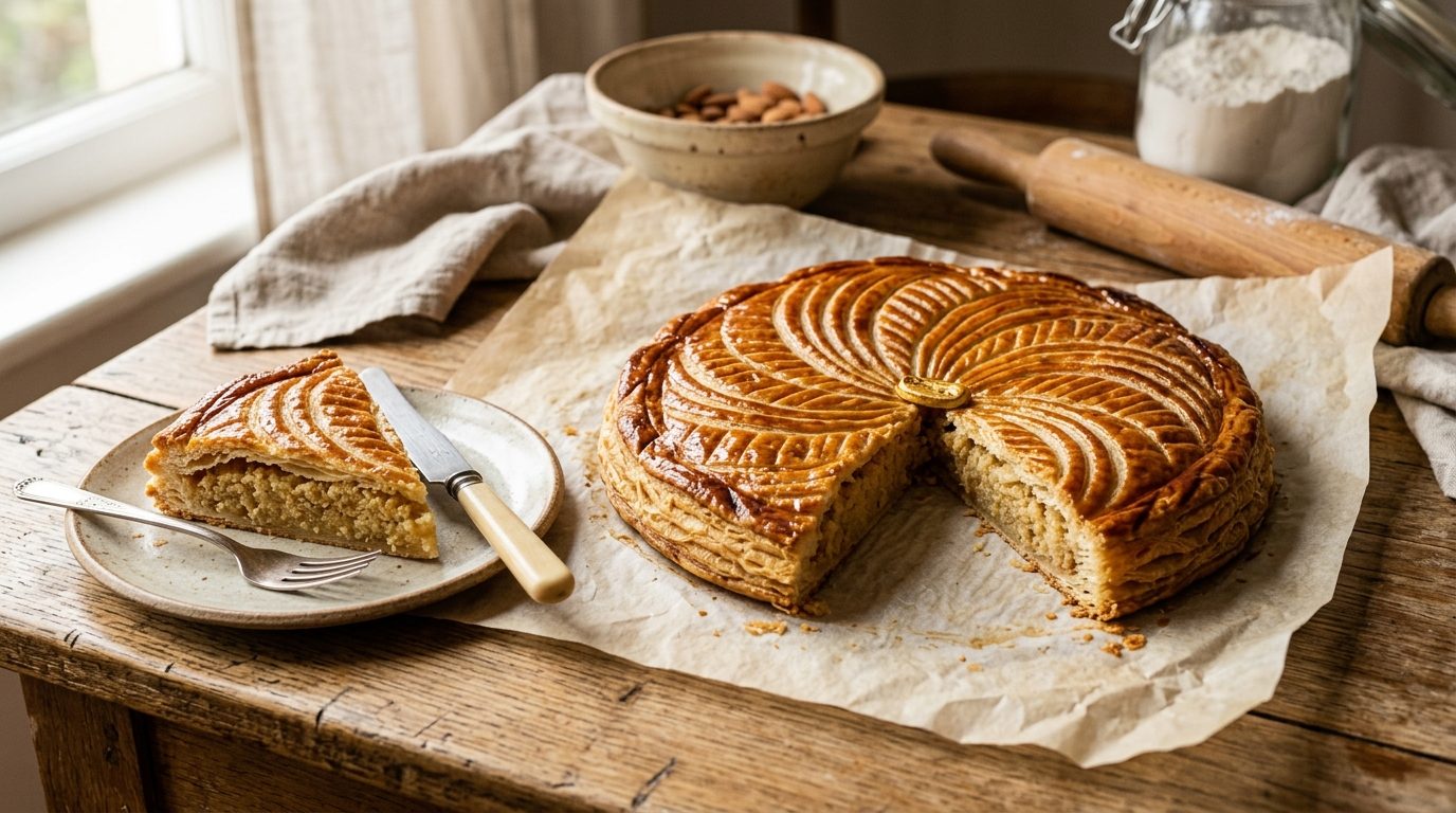 Galette des rois maison dorée et feuilletée à la frangipane et fève tonka