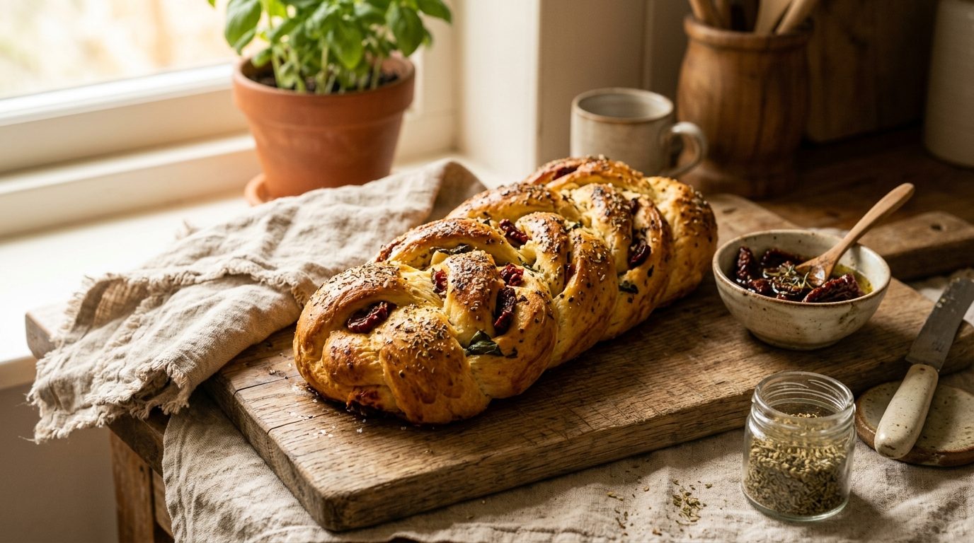 Brioche salée aux tomates séchées : la recette moelleuse pour l&rsquo;apéritif