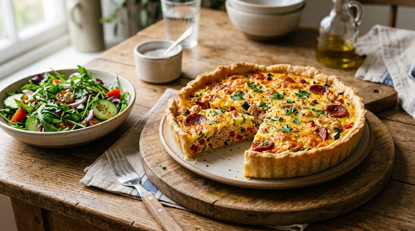 Tarte au thon, chorizo et courgettes : la recette facile et savoureuse