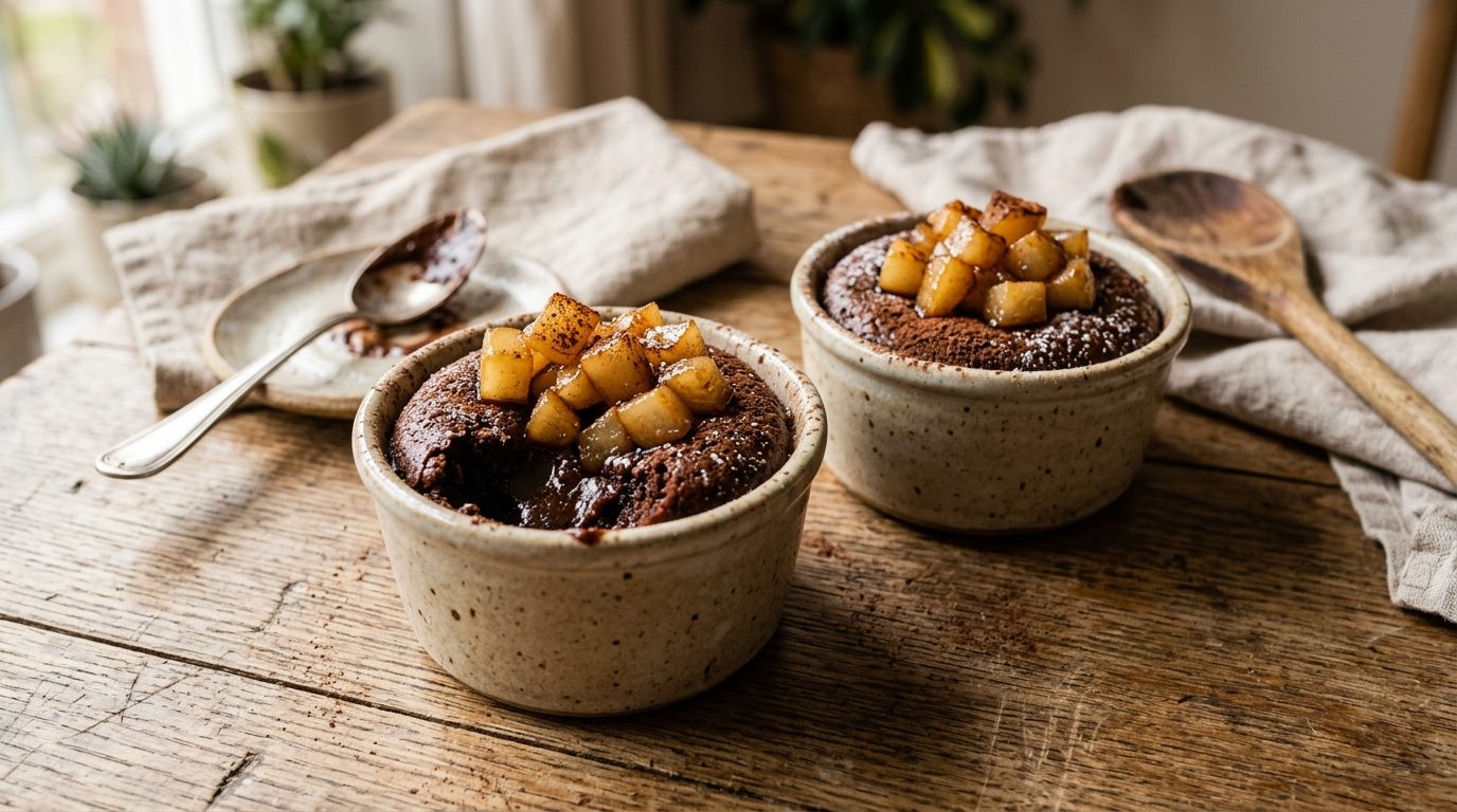 Gâteaux fondants poire et chocolat en ramequins individuels