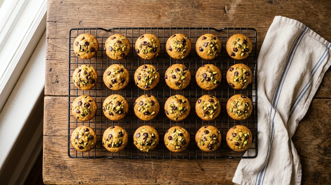 Mini muffins aux éclats de pistaches et pépites de chocolat
