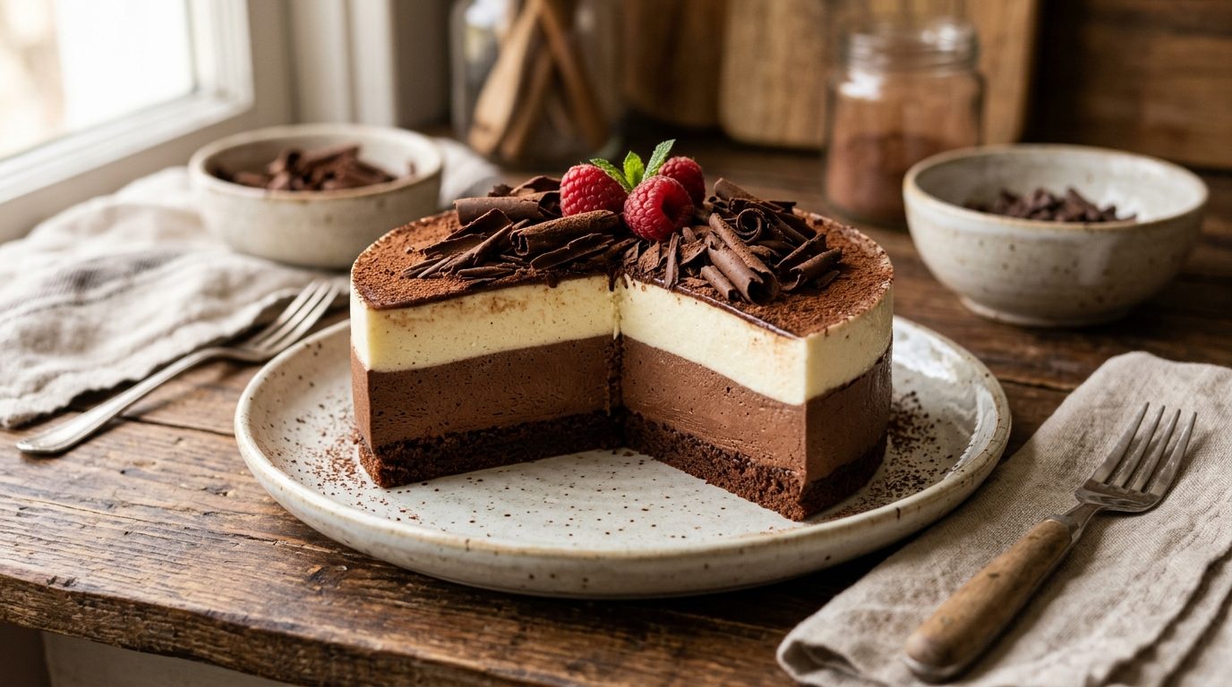 Bavarois aux deux chocolats : noir intense et douceur blanche