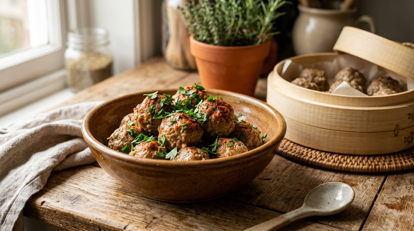 Boulettes de porc épicées à la vapeur : tendres, parfumées et légères