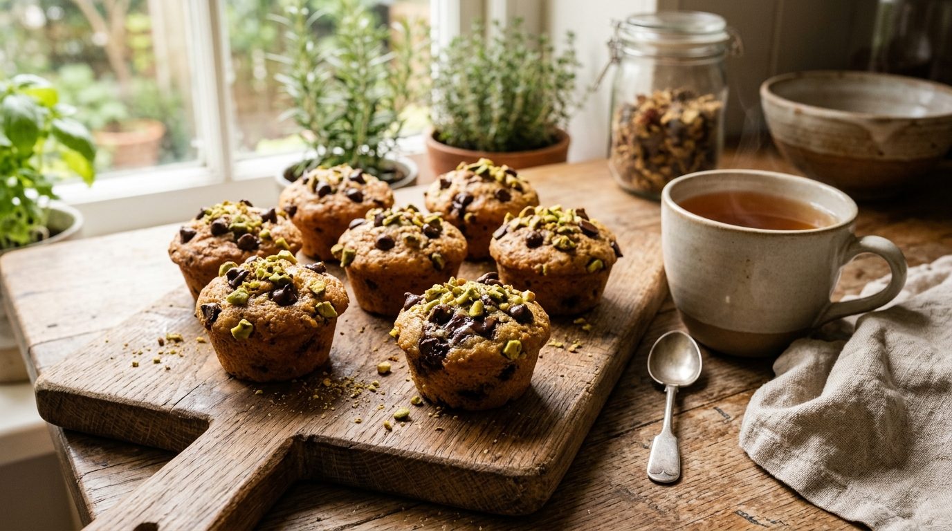 Mini muffins pistaches et chocolat : bouchées gourmandes et moelleuses