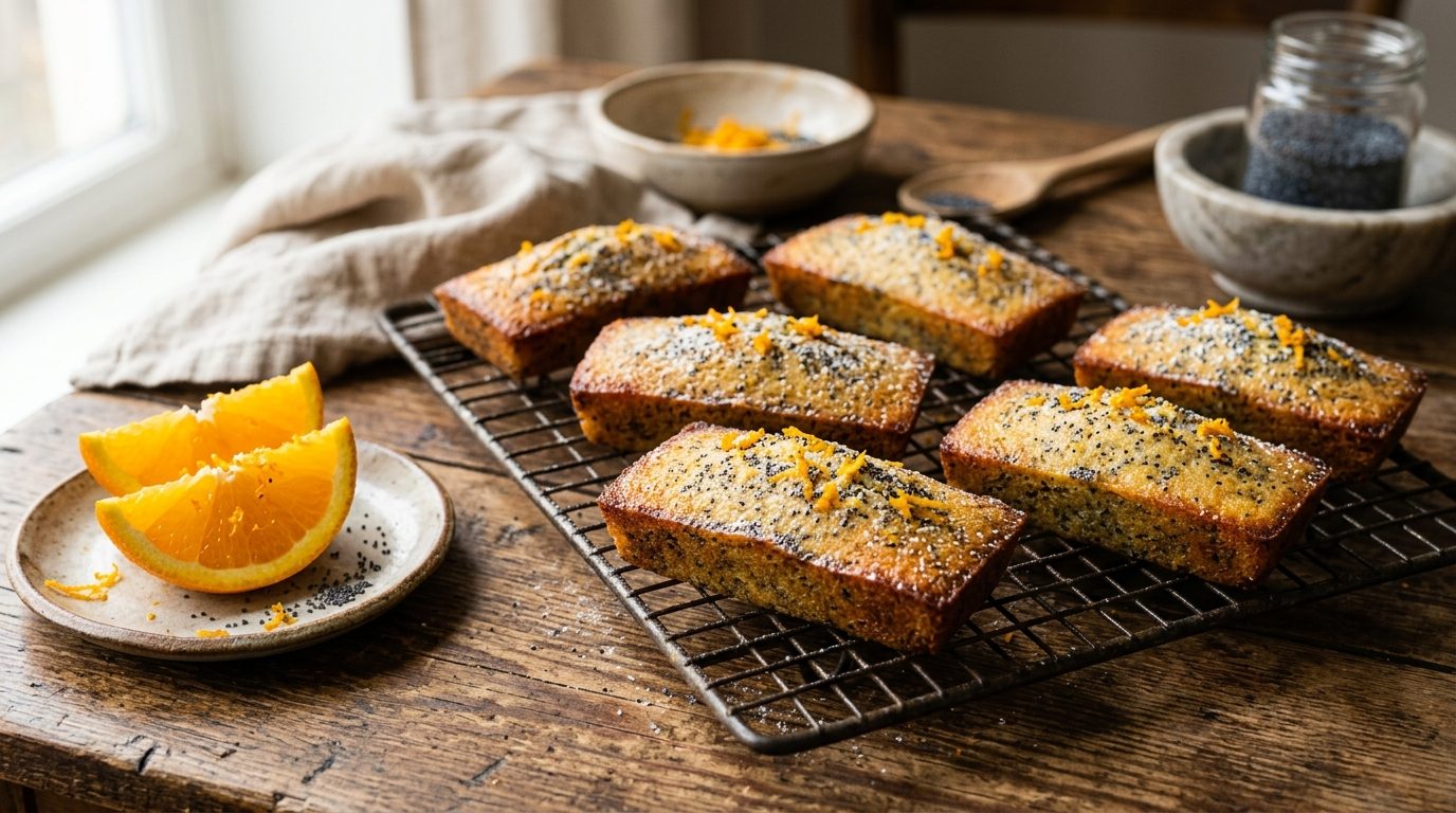 Financiers légers à l&rsquo;orange et graines de pavot