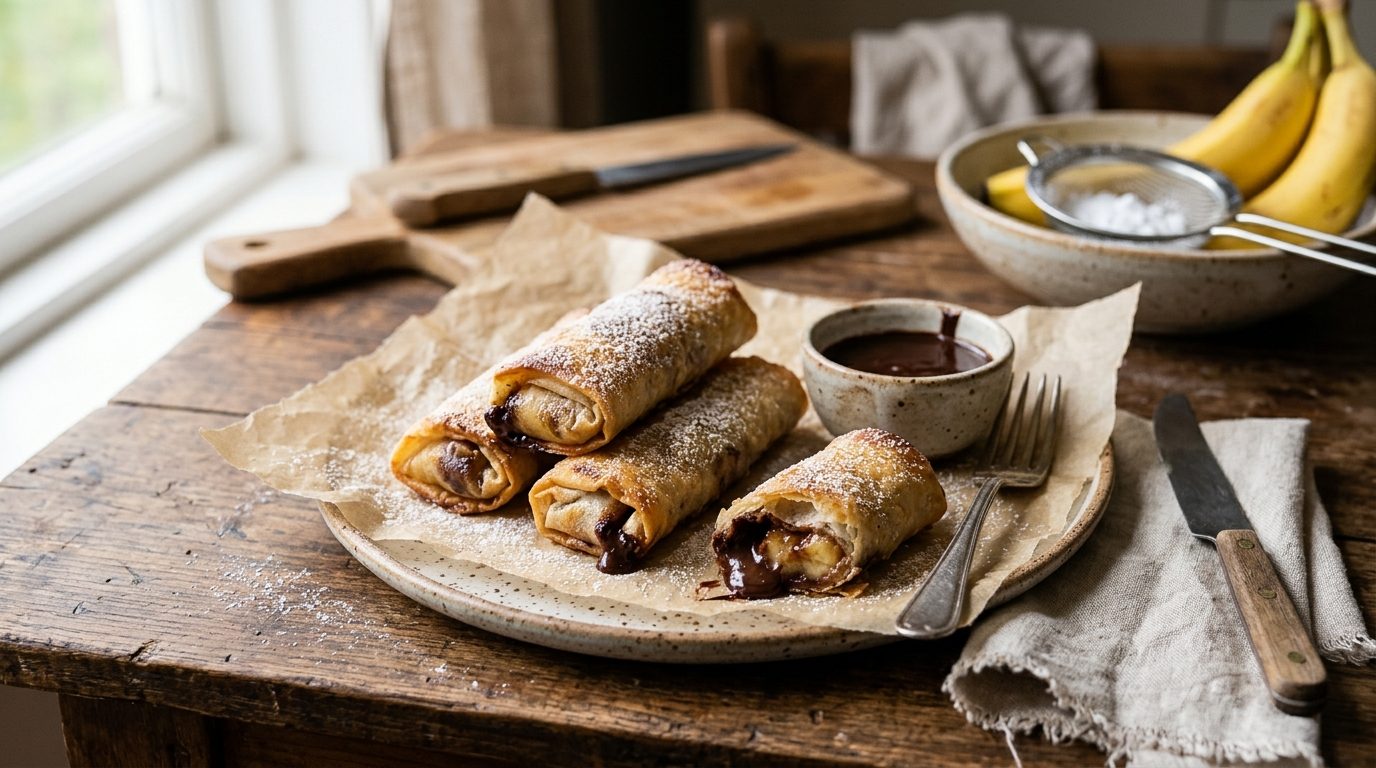 Nems croustillants banane chocolat : la recette express au four
