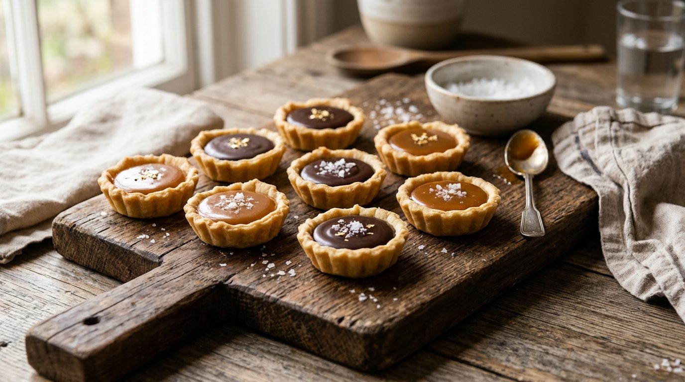 Mini-tartelettes chocolat et caramel au beurre salé